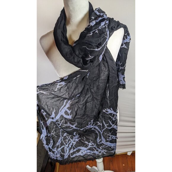 Witchy Gothic Spooky Tree Branch Black And Light Purple Lightweight Scarf - Picture 4 of 6